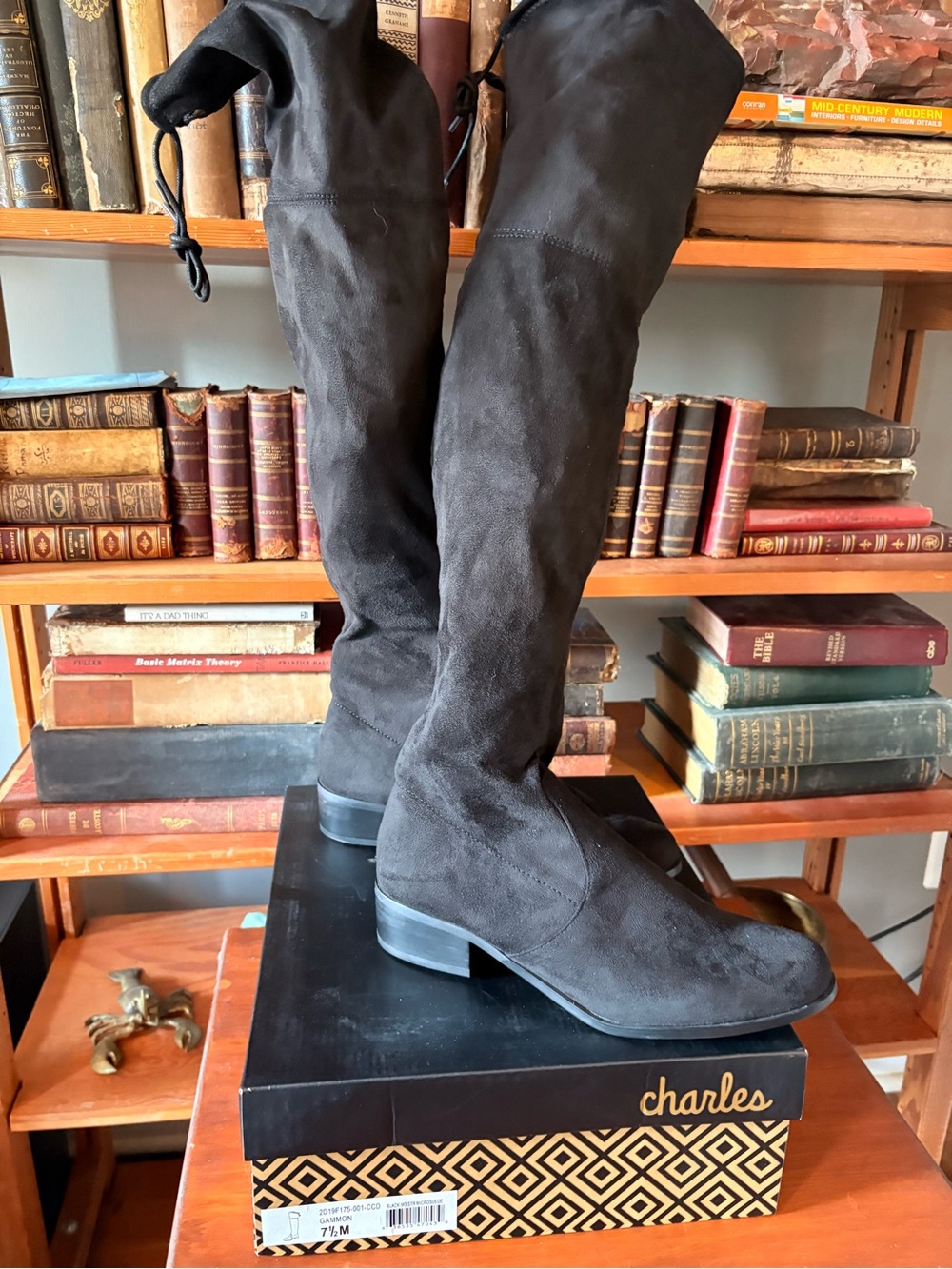 Charles by Charles David Suede Over the Knee Tie Boots Womens Size 7.5